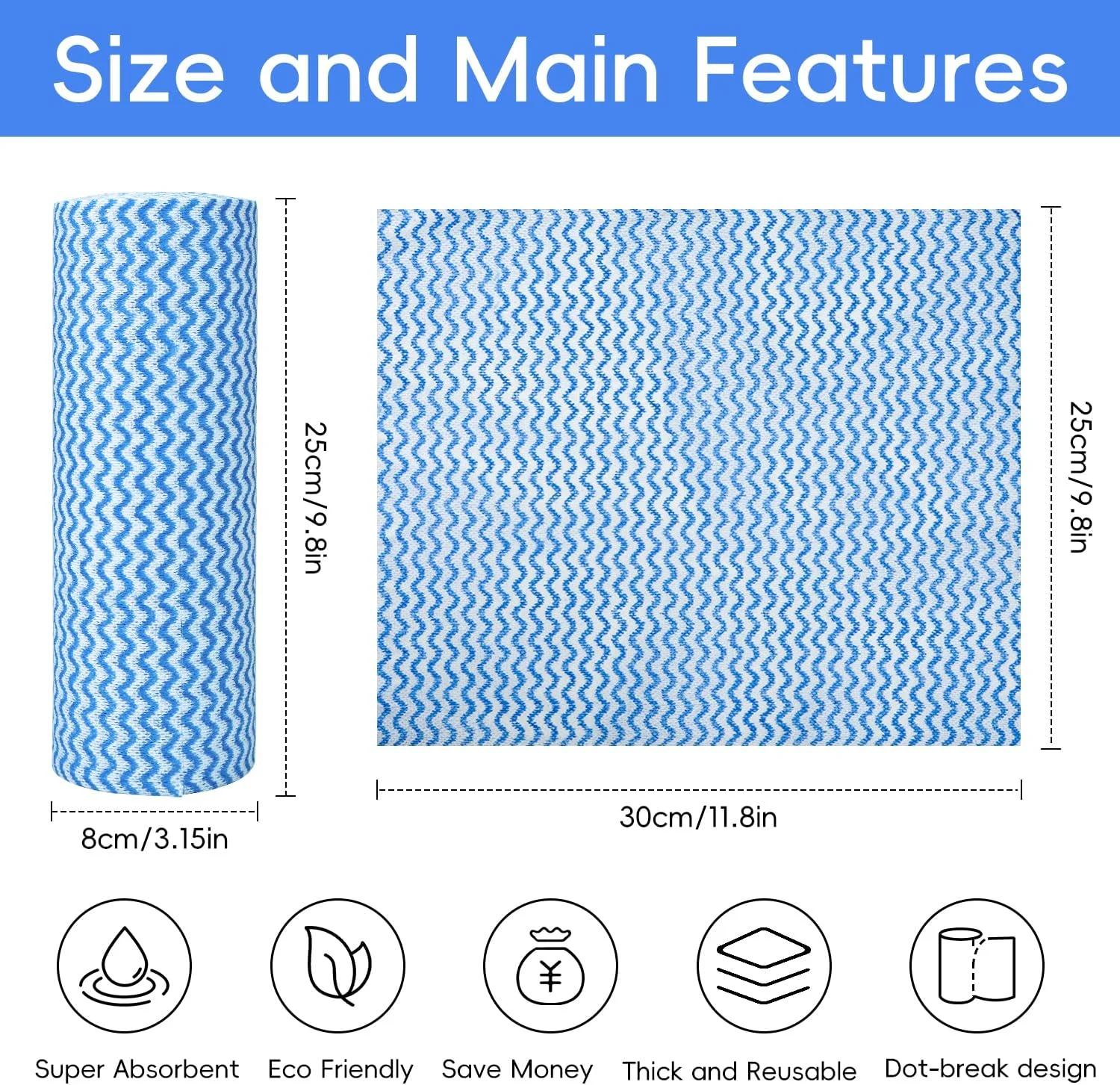 دستمال های تمیز کننده یکبار مصرف JEBBLAS، دستمال سفره آشپزخانه، رول پارچه تمیز کننده قابل استفاده مجدد، ضخیم، کاربردی، خشک شونده سریع، 50 عدد در هر رول، در مجموع 3 رول، سبز دستمال های تمیز کننده یکبار مصرف JEBBLAS، دستمال سفره آشپزخانه، رول پارچه تمیز کننده قابل استفاده مجدد، ضخیم، کاربردی، خشک شونده سریع، 50 عدد در هر رول، در مجموع 3 رول، سبز