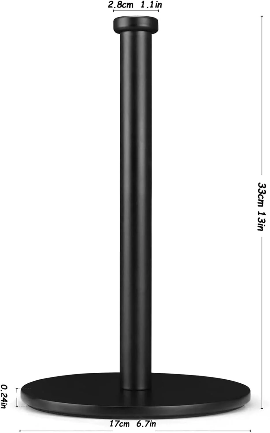 نگهدارنده دستمال کاغذی KEWANNO، نگهدارنده رول آشپزخانه مشکی، سازمان دهنده، نگهدارنده رومیزی دستمال کاغذی برای رول آشپزخانه، نگهدارنده رومیزی ثابت دستمال کاغذی با پایه سنگین