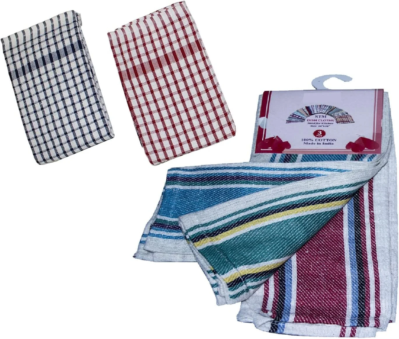دستمال آشپزخانه - بسته 3 عددی، 100% پنبه 40 در 66 سانتی متر، دستمال های جاذب ظروف - دستمال چای، دستمال پارچه ای آشپزخانه - پارچه ظرف سبز برای نظافت منزل