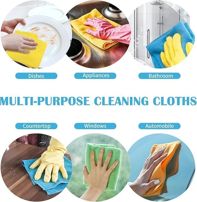 دستمال نظافت میکروفایبر (بسته 20 عددی) سایز بزرگ (40x40 سانتی متر) ست حوله آشپزخانه چند منظوره فوق العاده جاذب قابل استفاده مجدد - پارچه آشپزخانه | پارچه تمیز کننده بدون پرز دستمال نظافت میکروفایبر (بسته 20 عددی) سایز بزرگ (40x40 سانتی متر) ست حوله آشپزخانه چند منظوره فوق العاده جاذب قابل استفاده مجدد - پارچه آشپزخانه | پارچه تمیز کننده بدون پرز