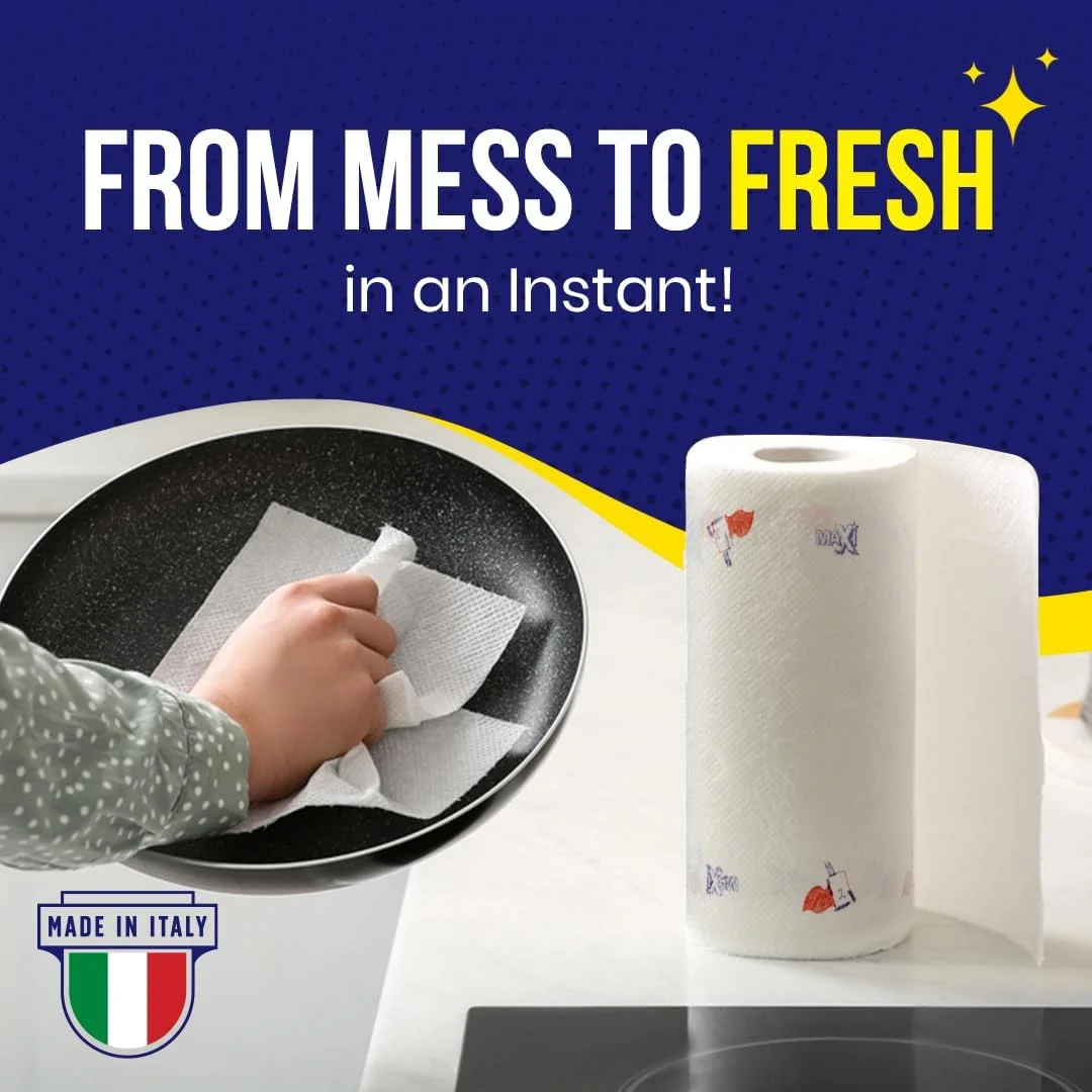 دستمال کاغذی آشپزخانه دولایه ماکسی سوپرکارتا 540 برگی - بسته 4 عددی - 135 برگ در هر رول - ساخت ایتالیا، فوق العاده جاذب و با بافت نرم دستمال کاغذی آشپزخانه دولایه ماکسی سوپرکارتا 540 برگی - بسته 4 عددی - 135 برگ در هر رول - ساخت ایتالیا، فوق العاده جاذب و با بافت نرم