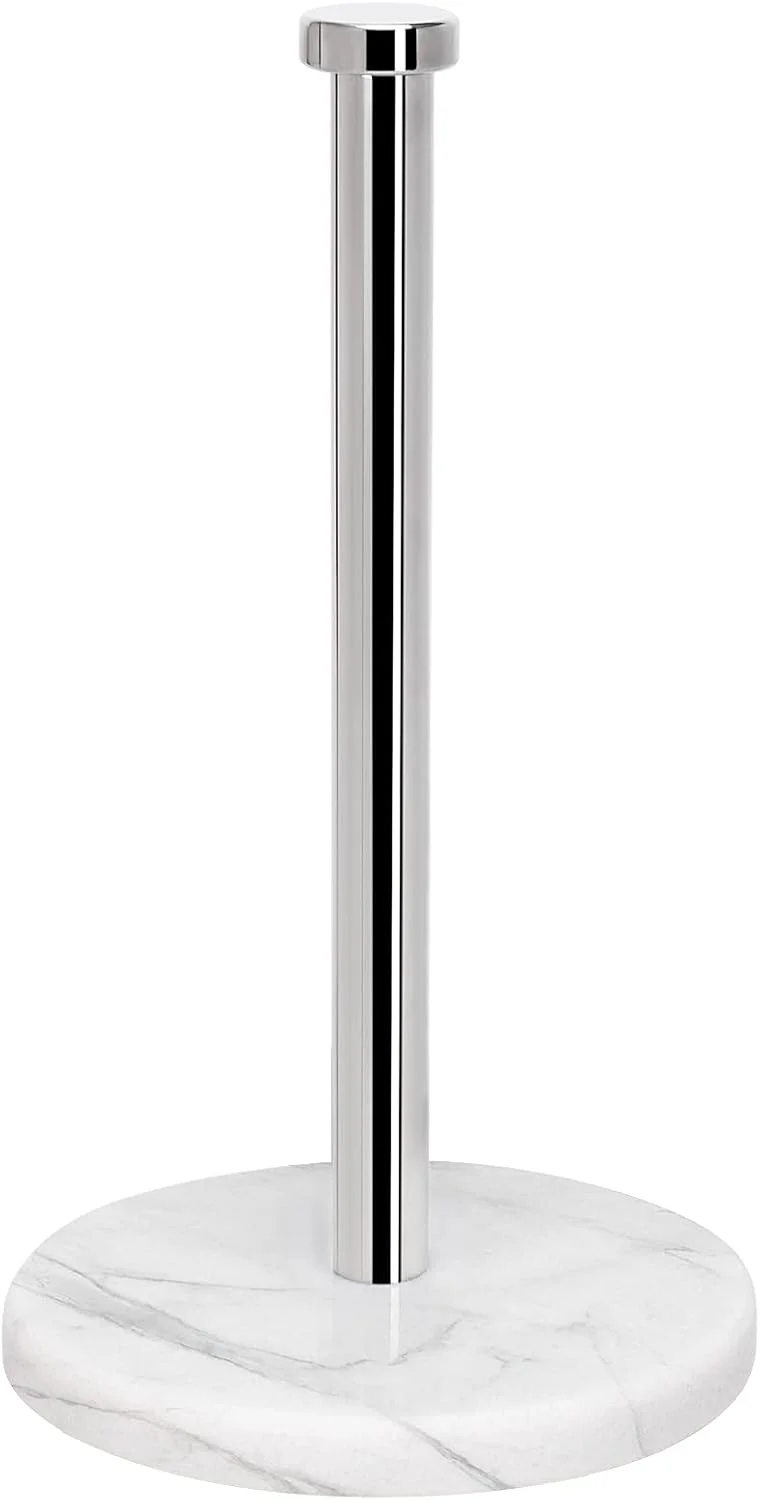 نگهدارنده رول دستمال کاغذی ایستاده NearMoon، نگهدارنده رول دستمال کاغذی آشپزخانه - مناسب برای پیشخوان آشپزخانه و حمام، رول های سایز استاندارد یا بزرگ (با پایه مرمر، روکش کروم)