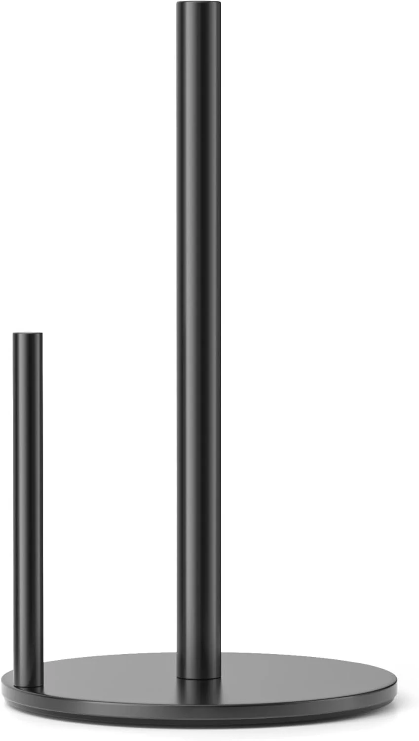 نگهدارنده دستمال کاغذی مشکی، نگهدارنده دستمال آشپزخانه استیل ضد زنگ ممتاز برای سازماندهی رول آشپزخانه، پخش کننده رومیزی با عملکرد یک دست و پایه سنگین