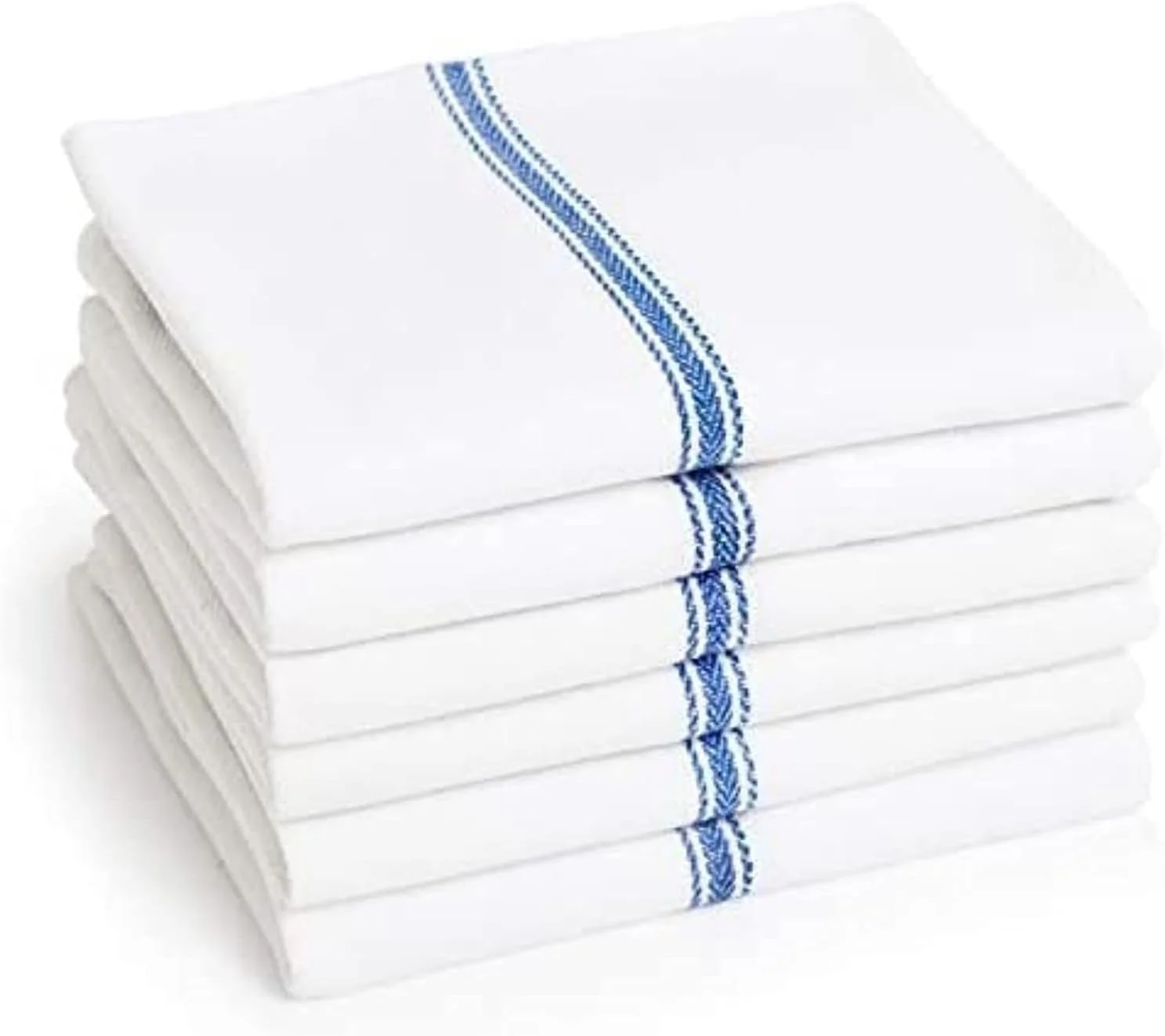 دستمال آشپزخانه نخی کلاسیک ممتاز 6 عددی - 38x63 سانتی متر فوق العاده جاذب برای خشک کردن ظروف و تمیز کردن - پارچه های نرم و بدون پرز برای خشک کردن، تمیز کردن و سرو چای (سفید)