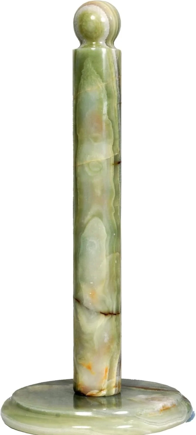 جا دستمال کاغذی رومیزی سنگ مرمر اونیکس ممتاز 32 سانتی متری مناسب آشپزخانه، حمام، کابینت، میز غذاخوری - جا دستمال کاغذی ایستاده با پایه سنگین | NA Vision