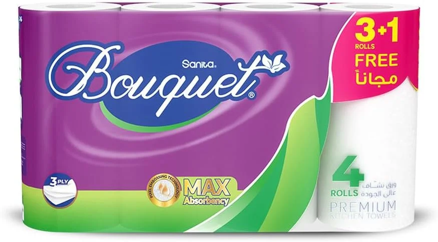 دستمال حوله ای خانگی Sanita Bouquet - بسته 4 عددی (4 رول x 54 متر)