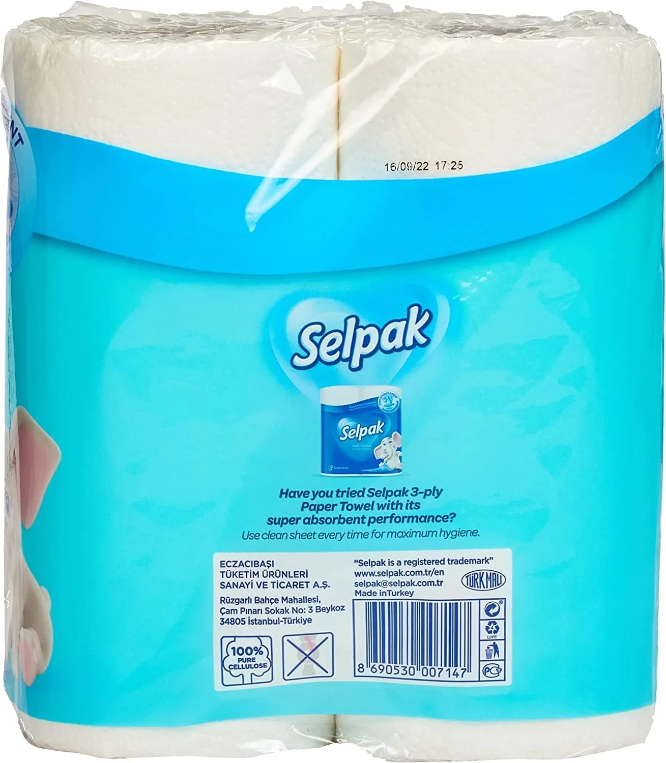 دستمال کاغذی آشپزخانه دولایه سلپاک، 24 رول، 90 برگ