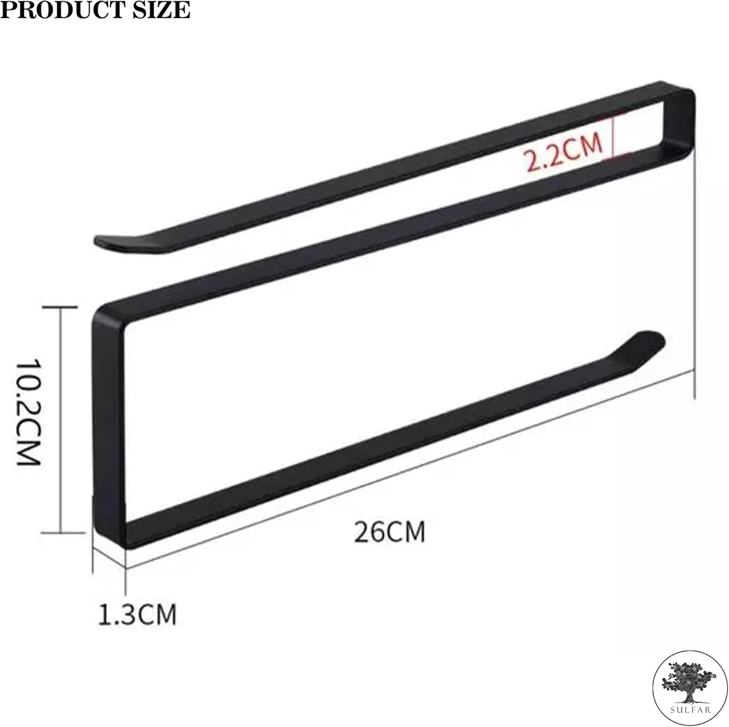 جا دستمال کاغذی آویز درب کابینت مشکی (تک عددی) | بدون نیاز به سوراخکاری، مناسب دستمال رولی و کاغذی برای حمام، آشپزخانه و درب کابینت - تصویر 2
