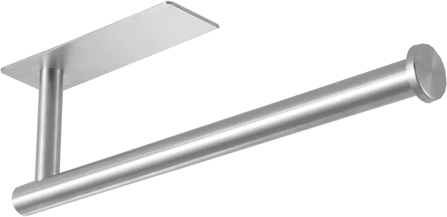 نگهدارنده حوله کاغذی theaoo برای زیر کابینت آشپزخانه، قفسه رول حوله کاغذی چسبی برای حوله حمام، نصب دیواری فولاد ضد زنگ SUS304، قابل استفاده با چسب و پیچ