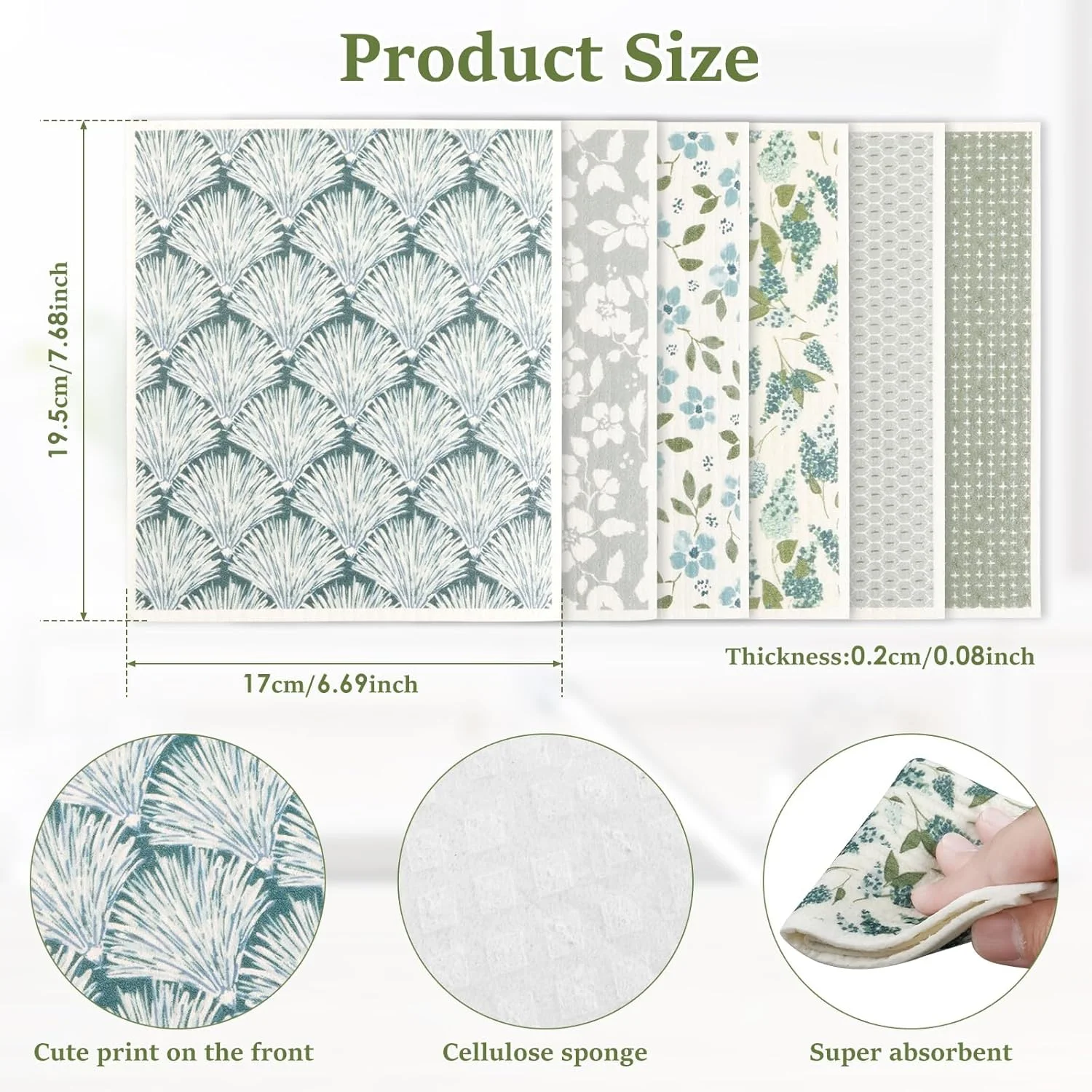 دستمالهای آشپزخانه سوئدی TERRIFI، بسته 6 عددی دستمال آشپزخانه جاذب و قابل استفاده مجدد، دستمال اسفنجی سلولزی نرم و قابل شستشو، 19.5 x 17 سانتیمتر، دستمال پارچهای آشپزخانه بدون بو دستمالهای آشپزخانه سوئدی TERRIFI، بسته 6 عددی دستمال آشپزخانه جاذب و قابل استفاده مجدد، دستمال اسفنجی سلولزی نرم و قابل شستشو، 19.5 x 17 سانتیمتر، دستمال پارچهای آشپزخانه بدون بو