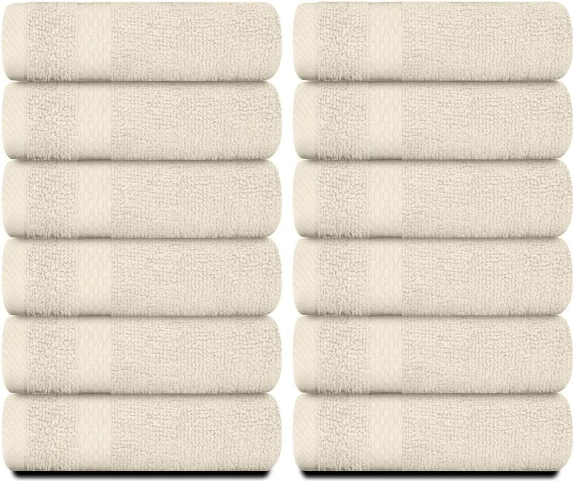 دستمالهای حولهای لوکس کلاسیک سفید برای حمام، هتل، اسپا، آشپزخانه - پنبه مصری سیرکلت - حولههای صورت با کیفیت هتل و جذب بالا - بسته عمده 12 عددی - 33x33 سانتیمتر (عاجی) دستمالهای حولهای لوکس کلاسیک سفید برای حمام، هتل، اسپا، آشپزخانه - پنبه مصری سیرکلت - حولههای صورت با کیفیت هتل و جذب بالا - بسته عمده 12 عددی - 33x33 سانتیمتر (عاجی)