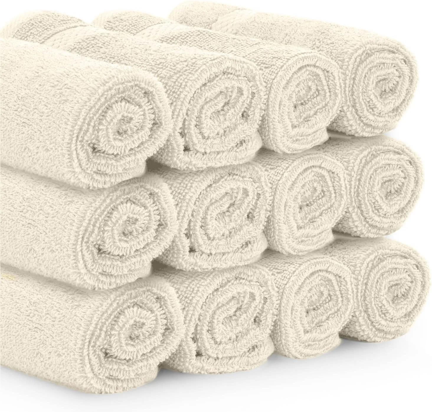 دستمالهای حولهای لوکس کلاسیک سفید برای حمام، هتل، اسپا، آشپزخانه - پنبه مصری سیرکلت - حولههای صورت با کیفیت هتل و جذب بالا - بسته عمده 12 عددی - 33x33 سانتیمتر (عاجی) دستمالهای حولهای لوکس کلاسیک سفید برای حمام، هتل، اسپا، آشپزخانه - پنبه مصری سیرکلت - حولههای صورت با کیفیت هتل و جذب بالا - بسته عمده 12 عددی - 33x33 سانتیمتر (عاجی)