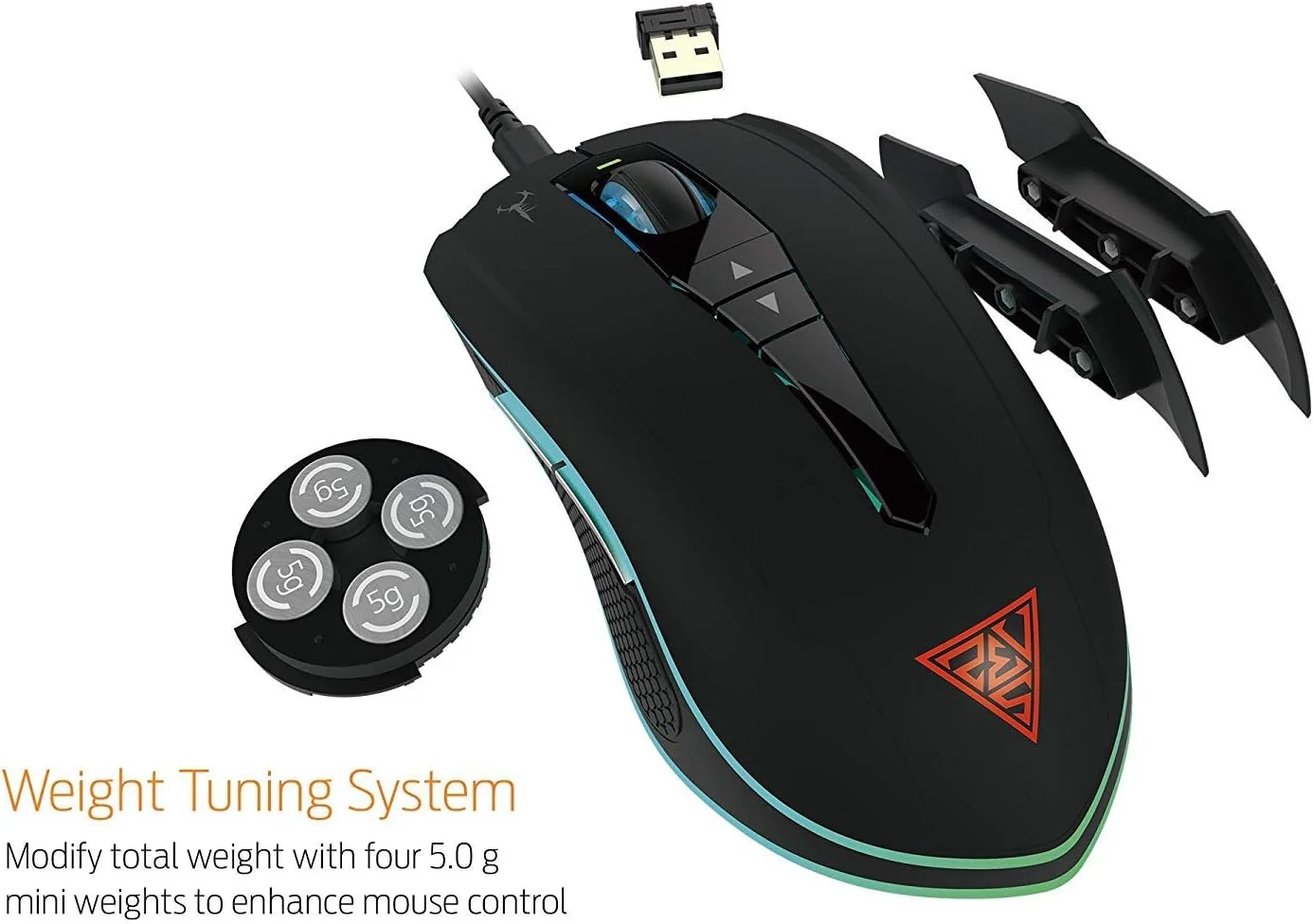 موس گیمینگ اپتیکال بی سیم GAMDIAS Hades M1 RGB دو سطحی 10800DPI قابل تنظیم 7 دکمه قابل برنامه ریزی نرم افزار Hera