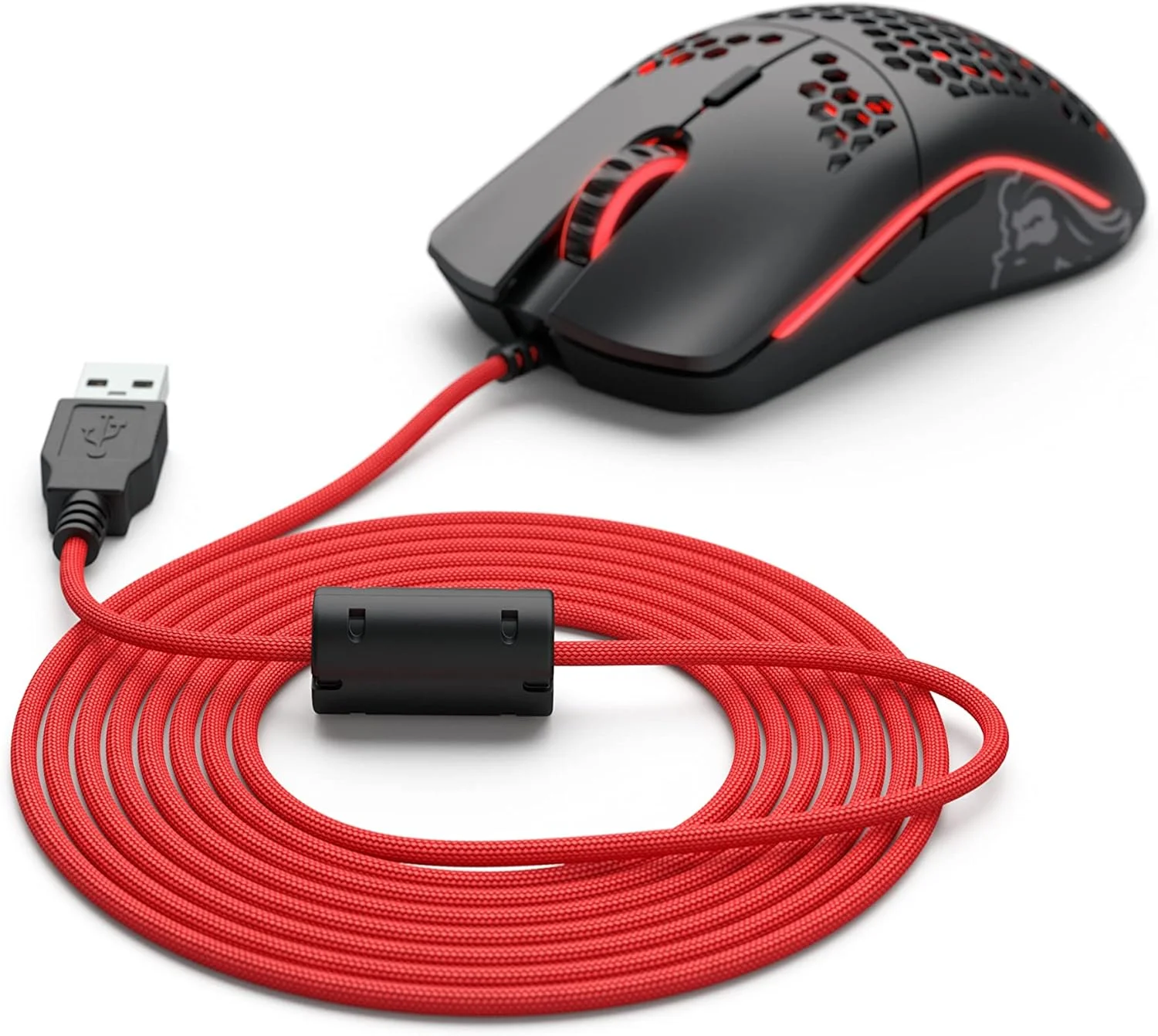 کابل ارتقا یافته گلوریوس (قرمز) - پاراکورد سبک و انعطاف پذیر - لوازم جانبی تعمیر کابل جایگزین ماوس گیمینگ