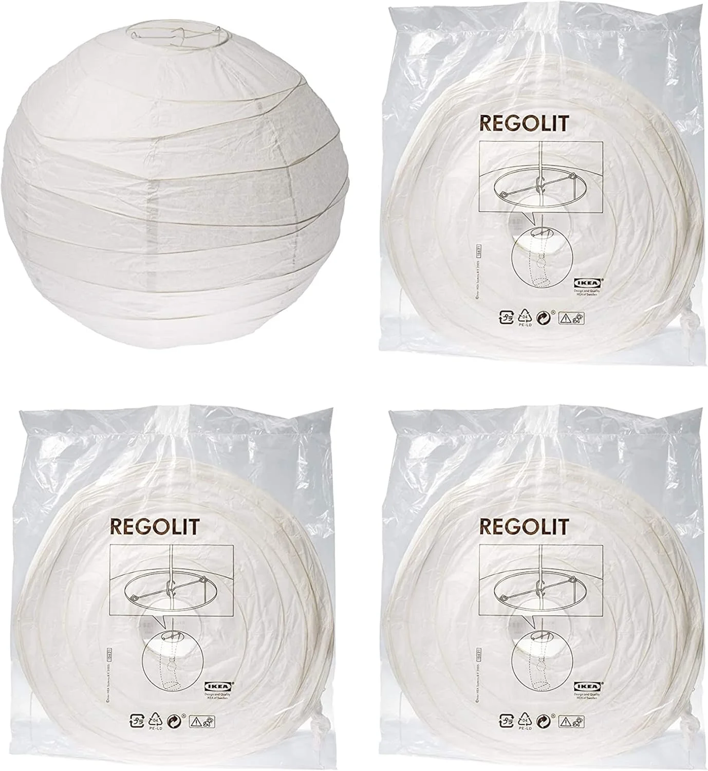 ایکیا REGOLIT آباژور توپی کاغذی برنجی سفید 45 سانتی متر - مجموعه 4 عددی ایکیا REGOLIT آباژور توپی کاغذی برنجی سفید 45 سانتی متر - مجموعه 4 عددی