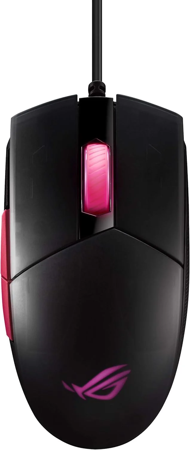 ماوس گیمینگ ایسوس ROG Strix Impact II Electro Punk (6200 DPI، 5 دکمه قابل برنامه ریزی، نورپردازی Aura Sync RGB، سبک وزن، ارگونومیک، کابل لاستیکی نرم) - صورتی تیره