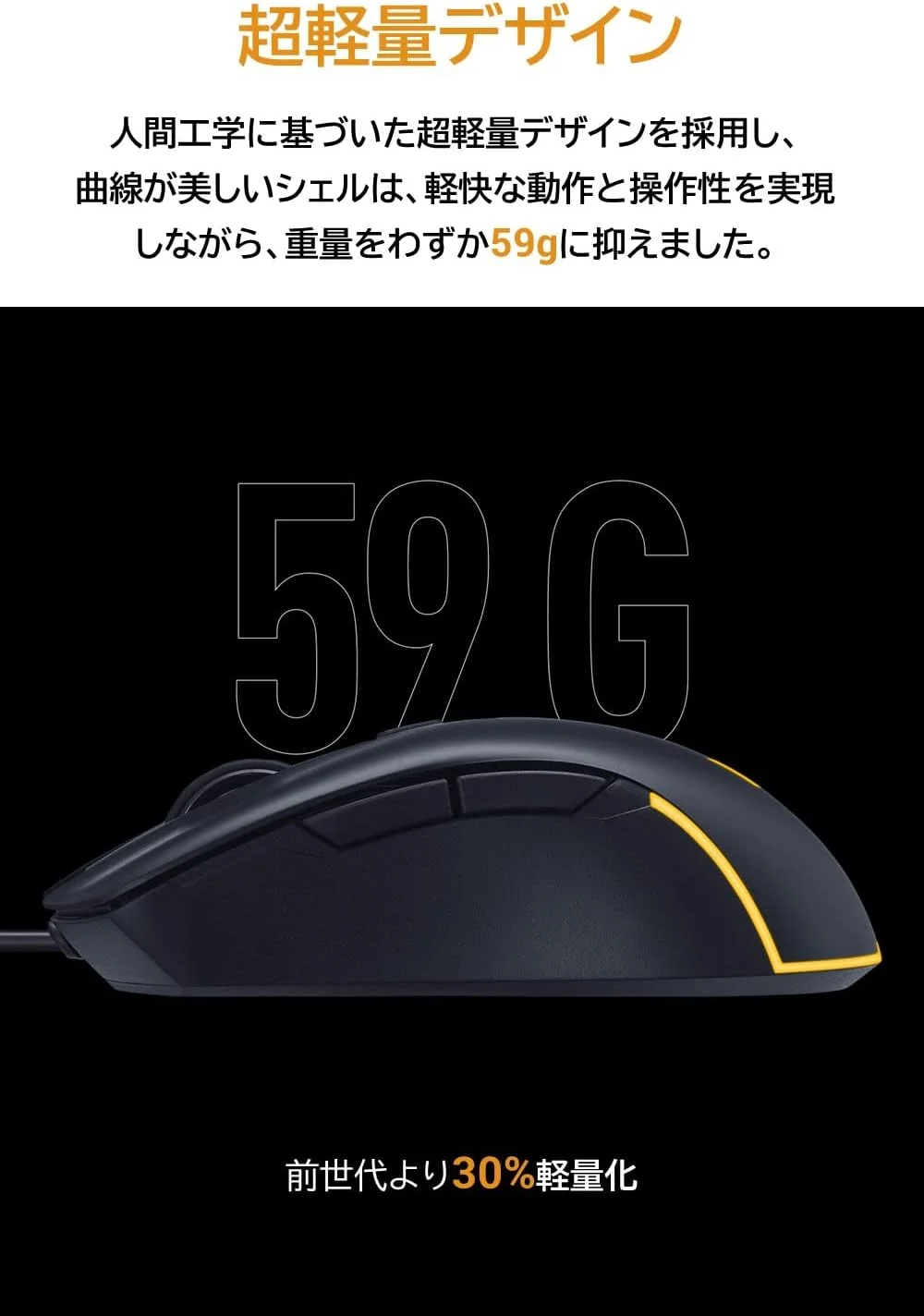 موس گیمینگ ایسوس TUF Gaming M3 Gen II (59 گرم / مقاوم در برابر گرد و غبار و آب P56 / محافظ ضد باکتریایی ایسوس / 8000 DPI / سیم دار / 60 میلیون کلیک / کفی PTFE / 6 دکمه قابل برنامه ریزی)