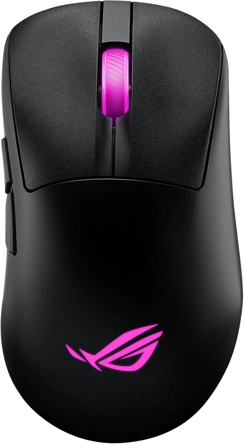 موس گیمینگ بی سیم ارگونومیک ASUS ROG Keris II Origin: طراحی 65 گرمی، سوکت سوئیچ فشاری II، میکرو سوئیچ II، بی سیم SpeedNova، RF بی سیم 2.4 گیگاهرتز، بلوتوث و USB سیمی - مشکی
