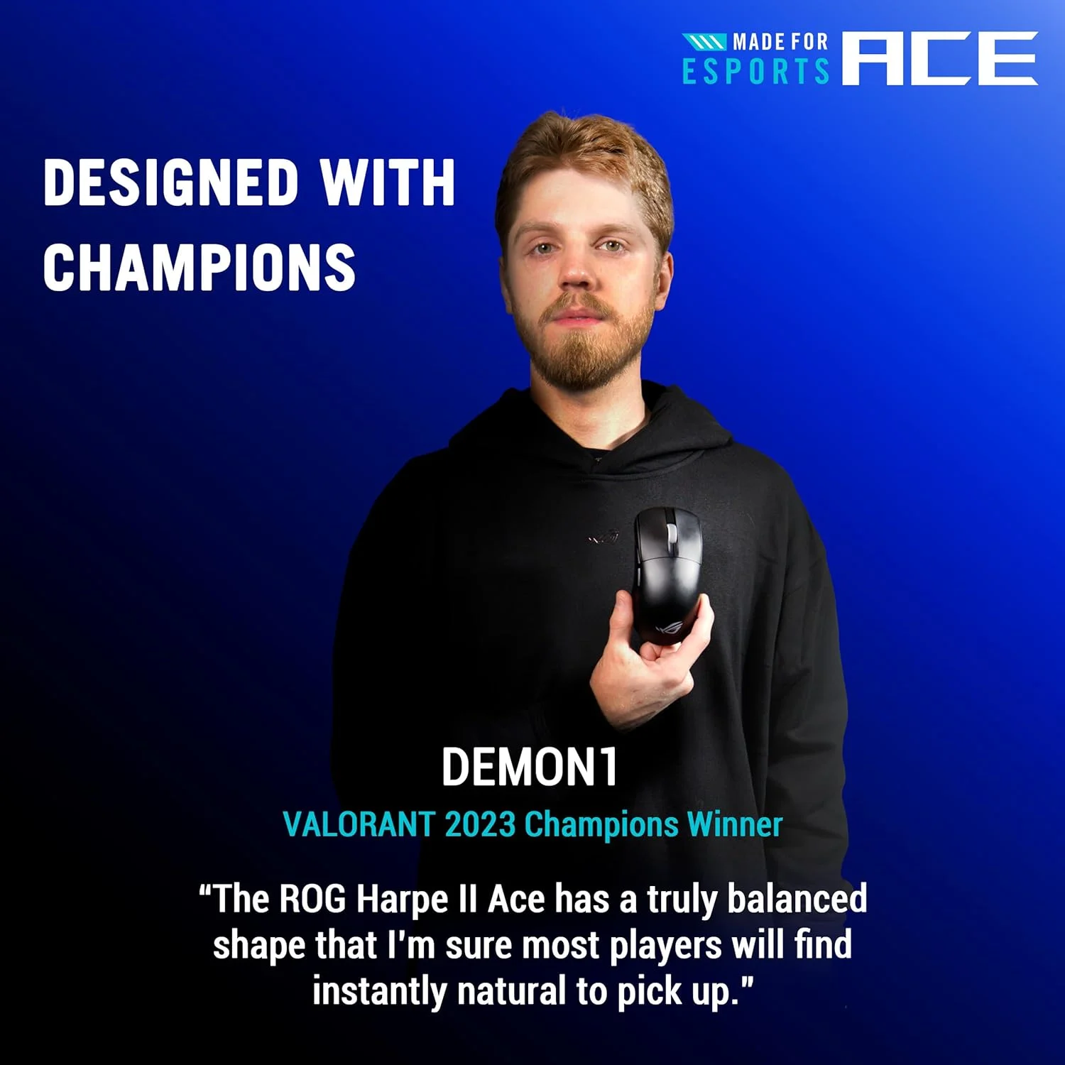 ماوس گیمینگ فوق سبک 48 گرمی نیمه متقارن ایسوس ROG Harpe II Ace: 42000 DPI، سنسور اپتیکال ROG AimPoint Pro، میکرو سوئیچ های اپتیکال، نرخ نمونه برداری 8000 هرتز، بی سیم SpeedNova 8K - مشکی