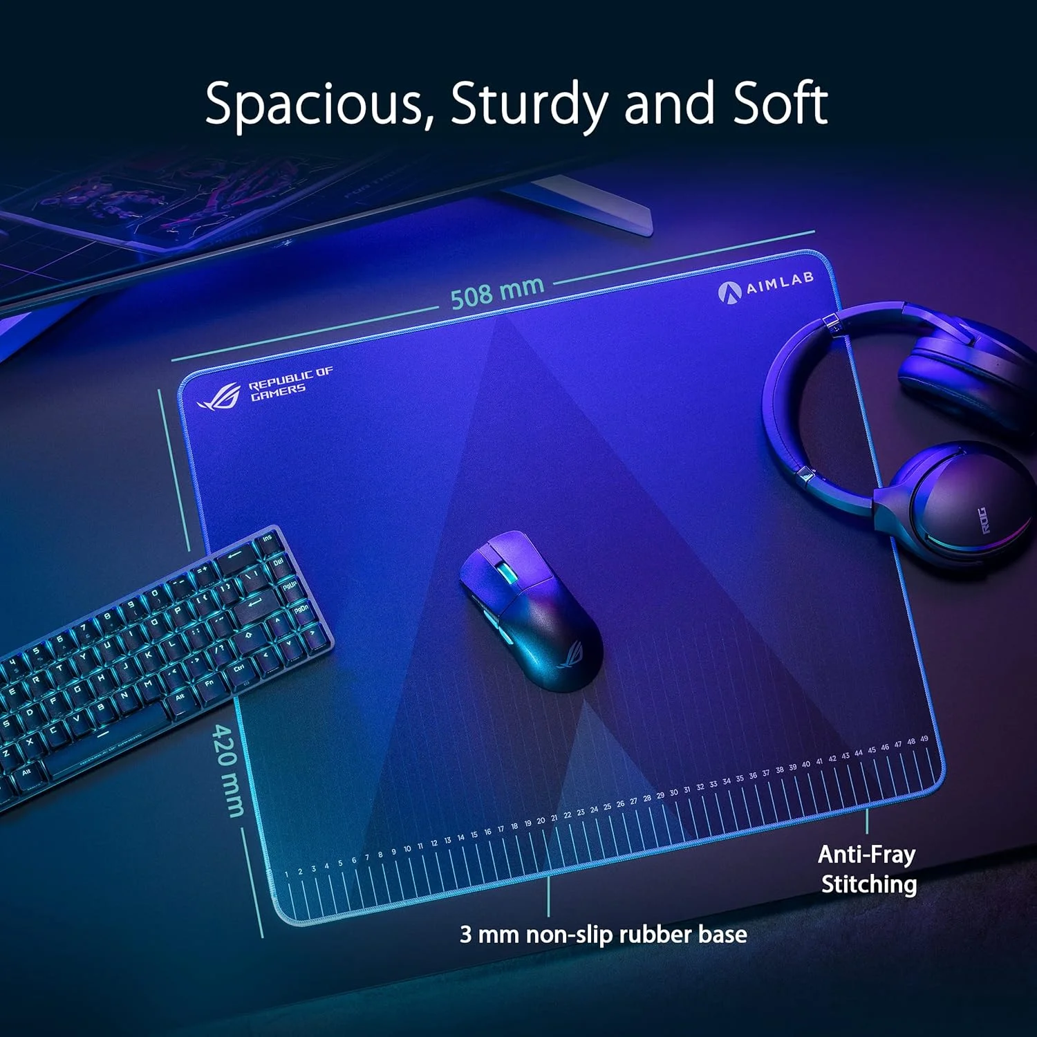 پد ماوس گیمینگ بزرگ ایسوس ROG Hone Ace Aim Lab Edition، 508 X 420 x 3 میلی متر، جنس نرم پارچه ای ترکیبی، پایه لاستیکی ضد لغزش، مناسب بازی های Esports و FPS، مشکی پد ماوس گیمینگ بزرگ ایسوس ROG Hone Ace Aim Lab Edition، 508 X 420 x 3 میلی متر، جنس نرم پارچه ای ترکیبی، پایه لاستیکی ضد لغزش، مناسب بازی های Esports و FPS، مشکی