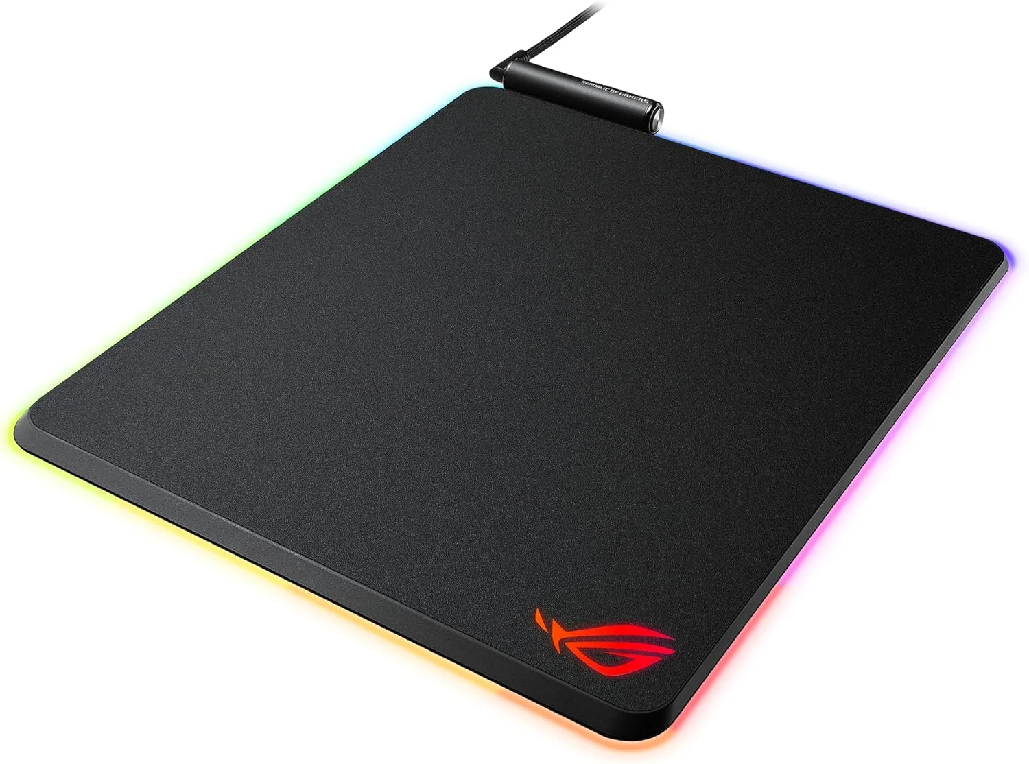 پد ماوس گیمینگ عمودی ایسوس ROG Balteus با سطح سخت میکرو بافت، درگاه USB، نورپردازی Aura Sync RGB و پایه ضد لغزش (320mm x 370mm)
