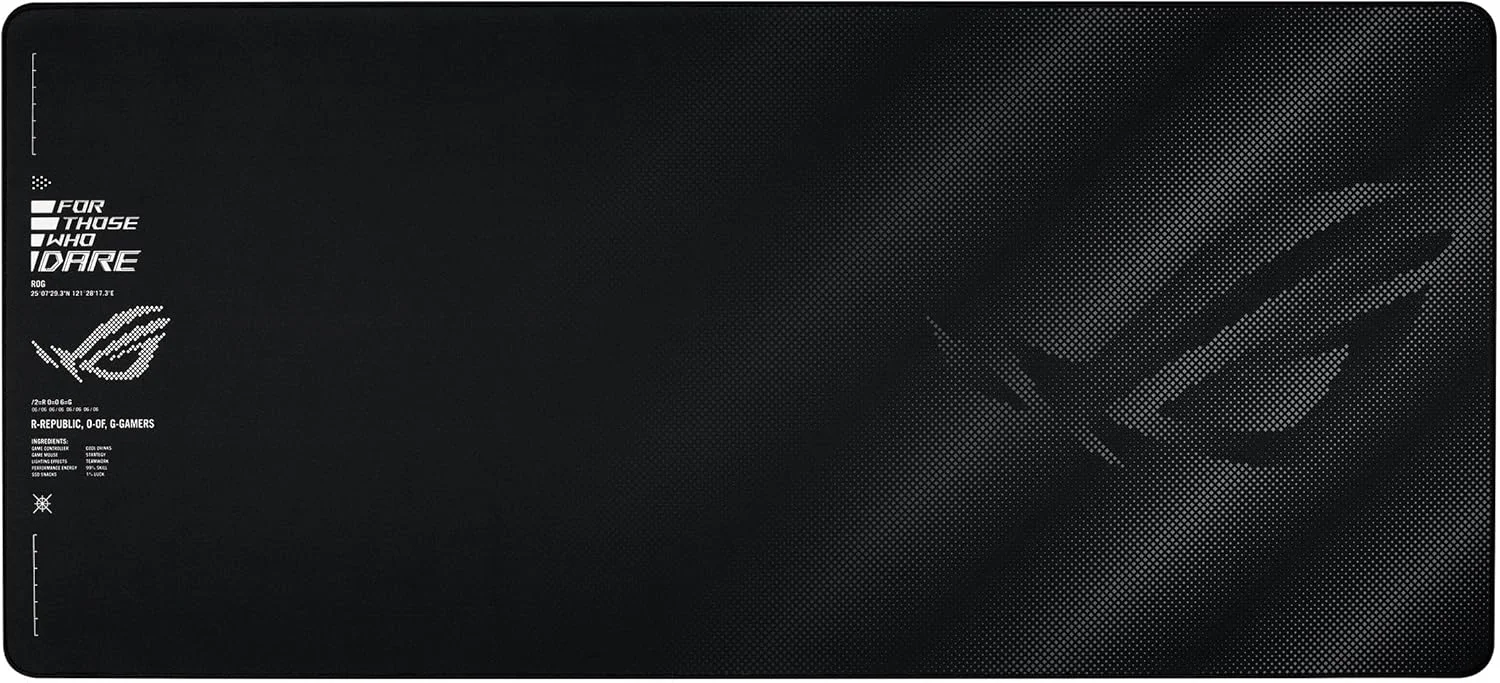 پد ماوس بزرگ مخصوص بازی ایسوس ROG Sheath II XXL: پارچه خنک کننده پیشرفته، سطح پارچه ای نرم، ضد ساییدگی، لبه های صاف دوخته شده، اندازه رومیزی برای حرکات گسترده تر - مشکی