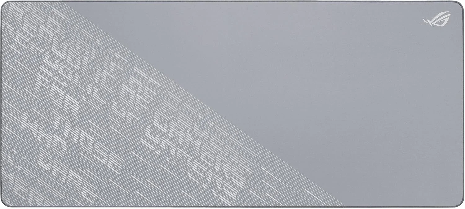 پد ماوس گیمینگ بزرگ ایسوس ROG Scabbard II Arctic XXL: سطح ضد آب، روغن و گرد و غبار، لبه های دوخته شده صاف، پایه لاستیکی ضد لغزش - خاکستری