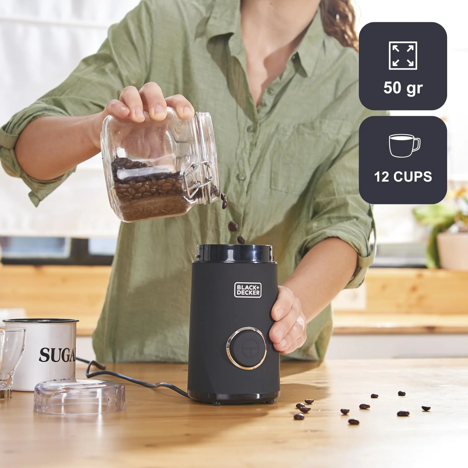 آسیاب قهوه برقی 150 وات بلک اند دکر، مشکی