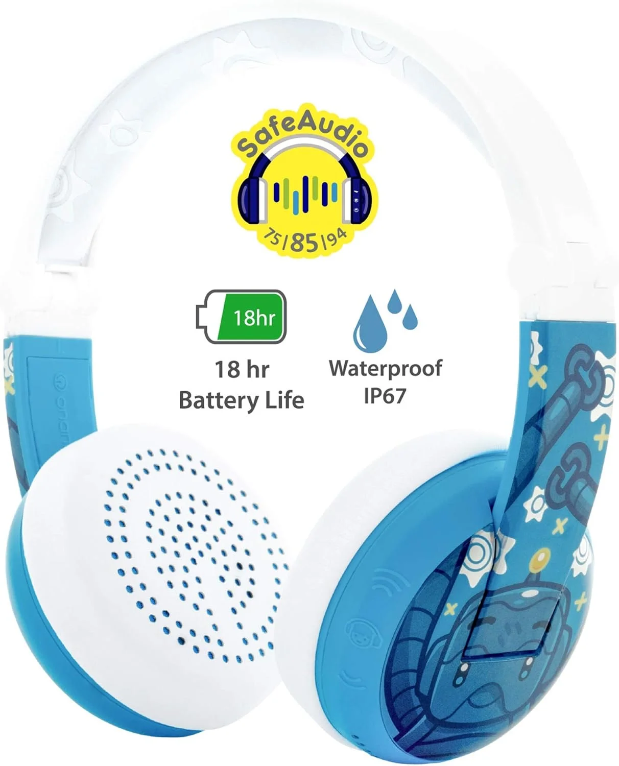 هدفون بیسیم بلوتوثی کودکانه ONANOFF BuddyPhones - Wave - تاشو و ضد آب، عمر باتری 18 ساعته (آبی) هدفون بیسیم بلوتوثی کودکانه ONANOFF BuddyPhones - Wave - تاشو و ضد آب، عمر باتری 18 ساعته (آبی)