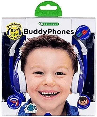 هدفون‌های روگوشی سیمی تاشو ONANOFF BuddyPhones - هدست قابل حمل برای کودکان با محدودکننده صدا - برای مدرسه، خانه، سفر (آبی) - تصویر 3