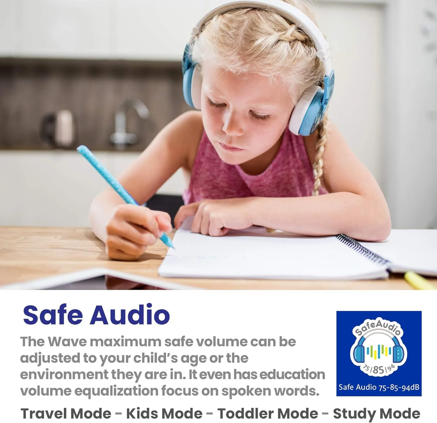 هدفون بیسیم بلوتوثی کودکانه ONANOFF BuddyPhones - Wave - تاشو و ضد آب، عمر باتری 18 ساعته (آبی) هدفون بیسیم بلوتوثی کودکانه ONANOFF BuddyPhones - Wave - تاشو و ضد آب، عمر باتری 18 ساعته (آبی)