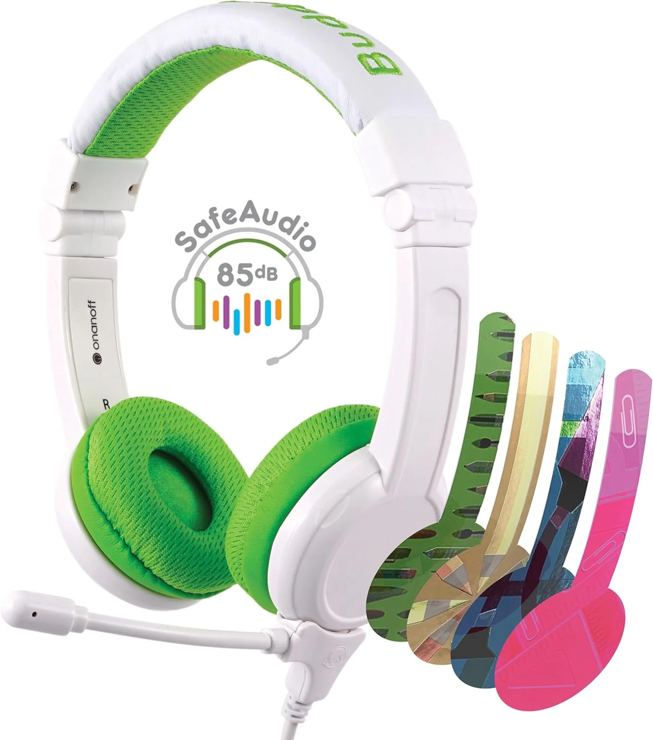 هدفون مدرسه ای ONANOFF BuddyPhones School+ با صدای ایمن برای کودکان، میکروفون BeamMic با عملکرد بالا، کابل BuddyCable جداشدنی، پد گوشی ضد حساسیت با کیف حمل، سبز هدفون مدرسه ای ONANOFF BuddyPhones School+ با صدای ایمن برای کودکان، میکروفون BeamMic با عملکرد بالا، کابل BuddyCable جداشدنی، پد گوشی ضد حساسیت با کیف حمل، سبز