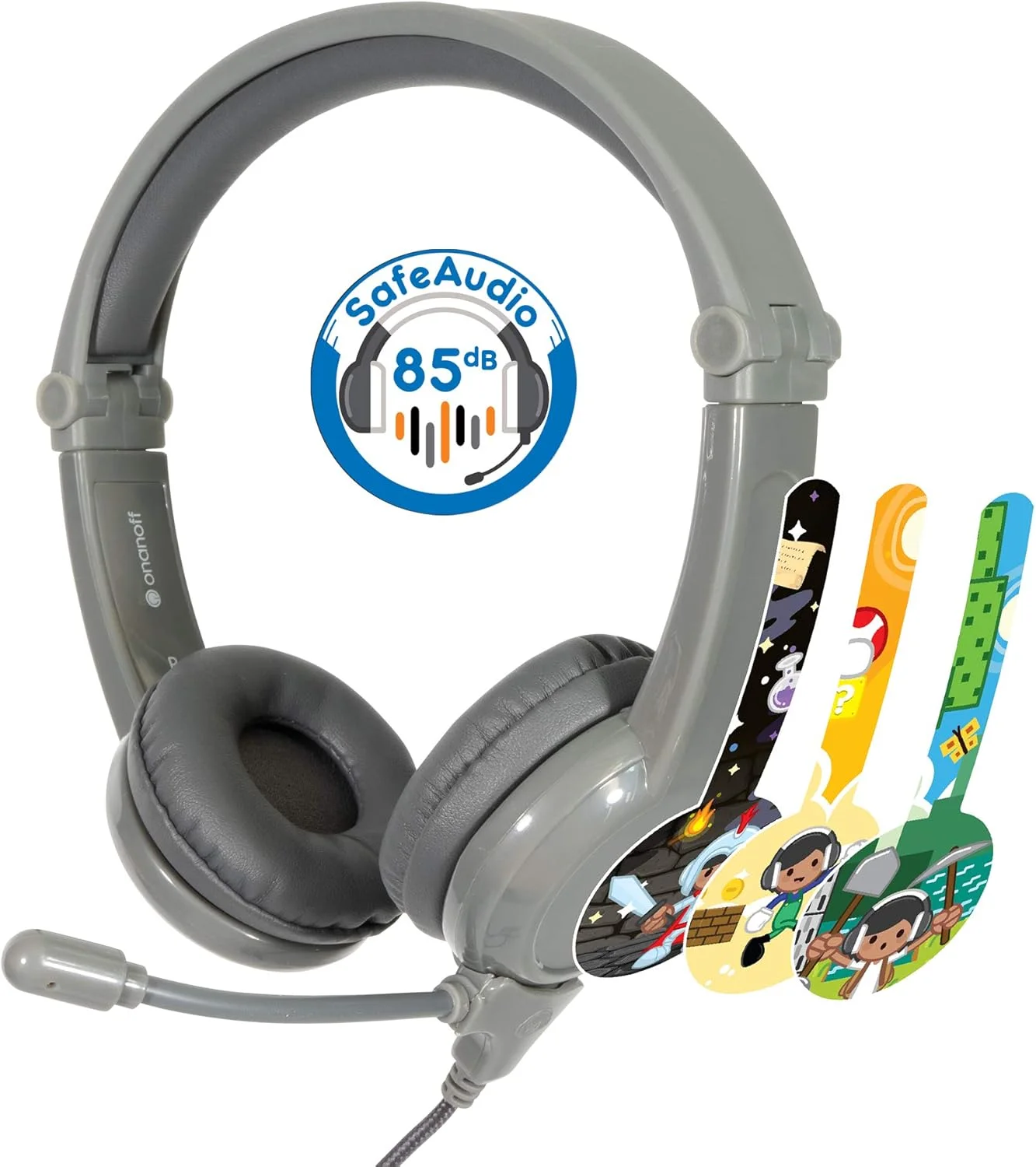 هدفون تاشو گیمینگ کودکانه ONANOFF BuddyPhones - Galaxy، دارای جک 3.5 میلیمتری جداشدنی با میکروفون BeamMic با عملکرد بالا، مناسب برای بازی در PS4، Xbox One، Nintendo Switch یا PC (خاکستری) هدفون تاشو گیمینگ کودکانه ONANOFF BuddyPhones - Galaxy، دارای جک 3.5 میلیمتری جداشدنی با میکروفون BeamMic با عملکرد بالا، مناسب برای بازی در PS4، Xbox One، Nintendo Switch یا PC (خاکستری)