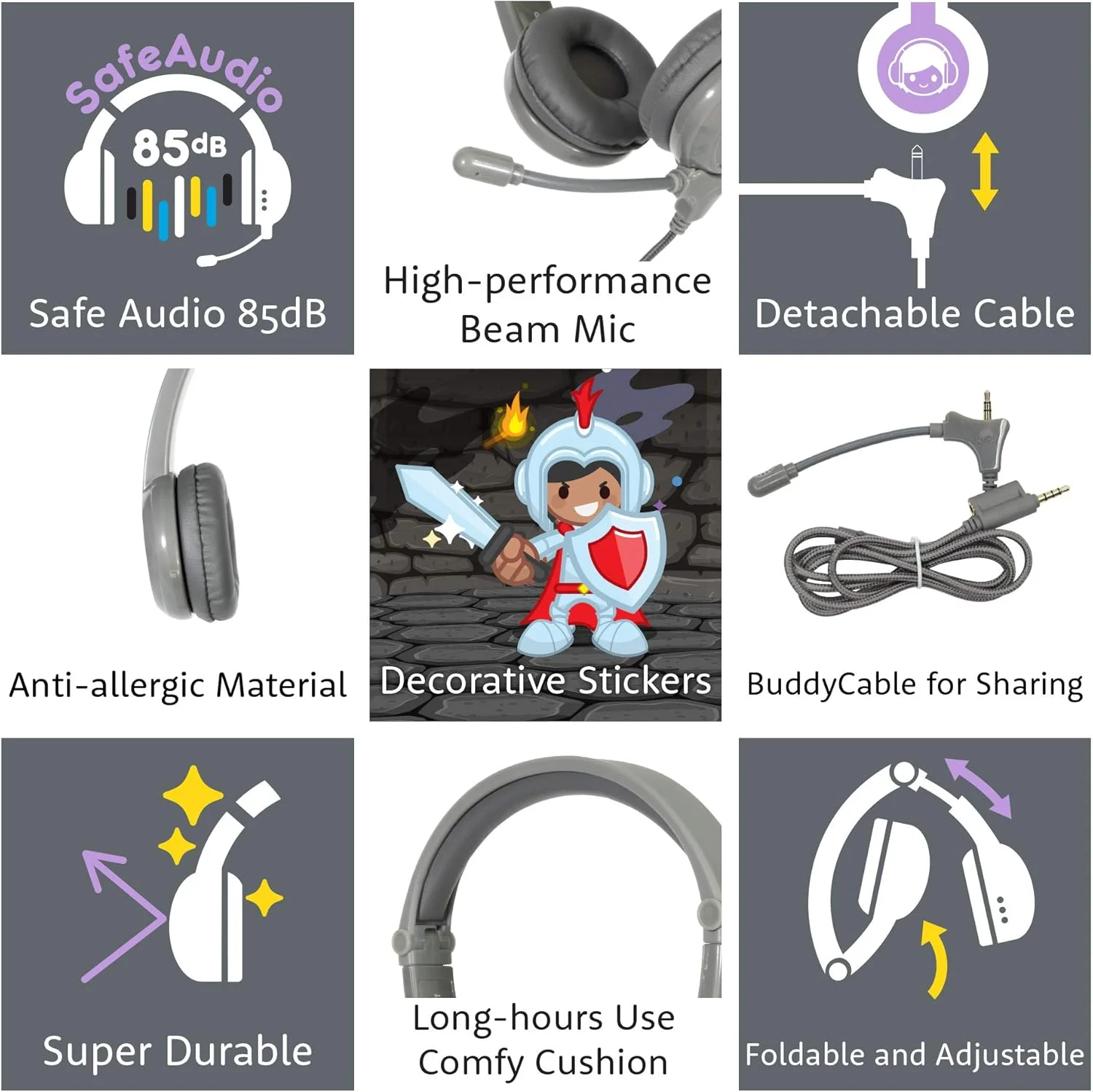 هدفون تاشو گیمینگ کودکانه ONANOFF BuddyPhones - Galaxy، دارای جک 3.5 میلیمتری جداشدنی با میکروفون BeamMic با عملکرد بالا، مناسب برای بازی در PS4، Xbox One، Nintendo Switch یا PC (خاکستری) هدفون تاشو گیمینگ کودکانه ONANOFF BuddyPhones - Galaxy، دارای جک 3.5 میلیمتری جداشدنی با میکروفون BeamMic با عملکرد بالا، مناسب برای بازی در PS4، Xbox One، Nintendo Switch یا PC (خاکستری)