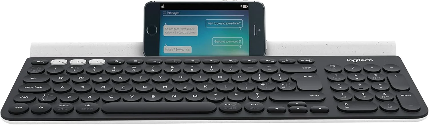 کیبورد بیسیم چند دستگاهی لاجیتک K780 برای ویندوز، اپل، اندروید یا کروم، بیسیم 2.4 گیگاهرتز و بلوتوث، بیصدا، PC/Mac/لپتاپ/تلفن هوشمند/تبلت، طرحبندی QWERTY UK - خاکستری تیره/سفید کیبورد بیسیم چند دستگاهی لاجیتک K780 برای ویندوز، اپل، اندروید یا کروم، بیسیم 2.4 گیگاهرتز و بلوتوث، بیصدا، PC/Mac/لپتاپ/تلفن هوشمند/تبلت، طرحبندی QWERTY UK - خاکستری تیره/سفید