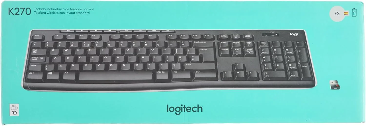 کیبورد بی سیم لاجیتک K270، طرح بندی QWERTY اسپانیایی - مشکی