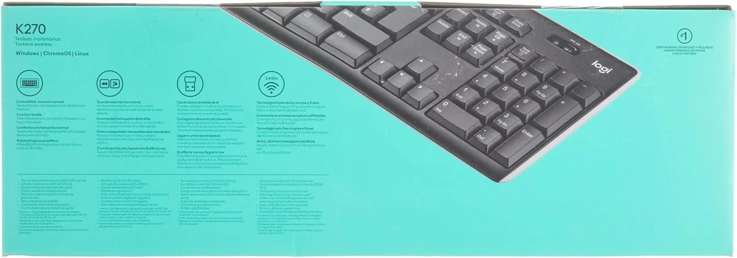 کیبورد بی سیم لاجیتک K270، طرح بندی QWERTY اسپانیایی - مشکی