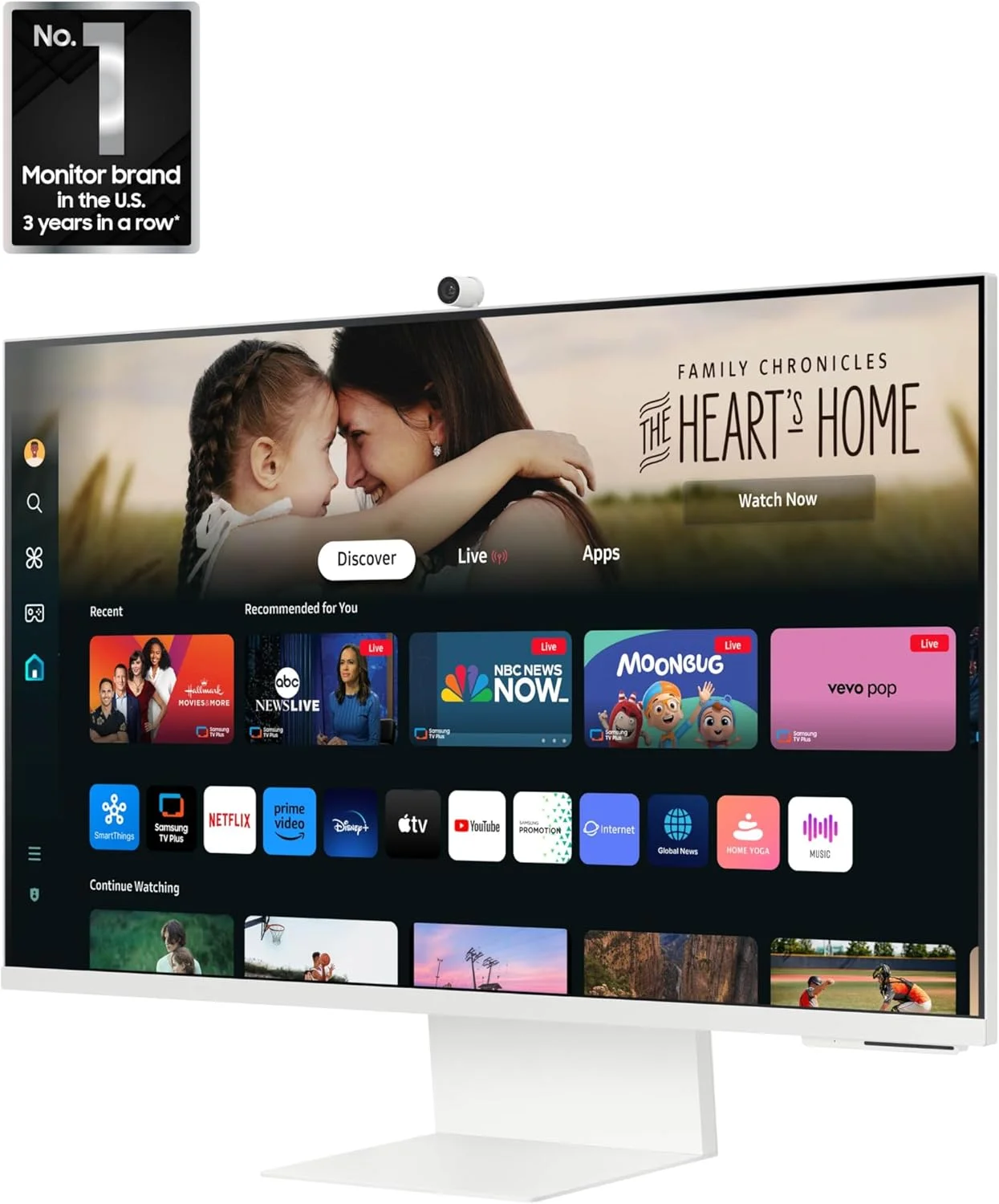 مانیتور هوشمند 32 اینچی سامسونگ M8 (M80D) سری 4K UHD با قابلیت پخش تلویزیون، بلندگوها، HDR10+، ارتقاء کیفیت تصویر با هوش مصنوعی، USB-C، پایه ارگونومیک، دوربین SlimFit، Gaming Hub، مدل LS32DM801UNXZA، سال 2024