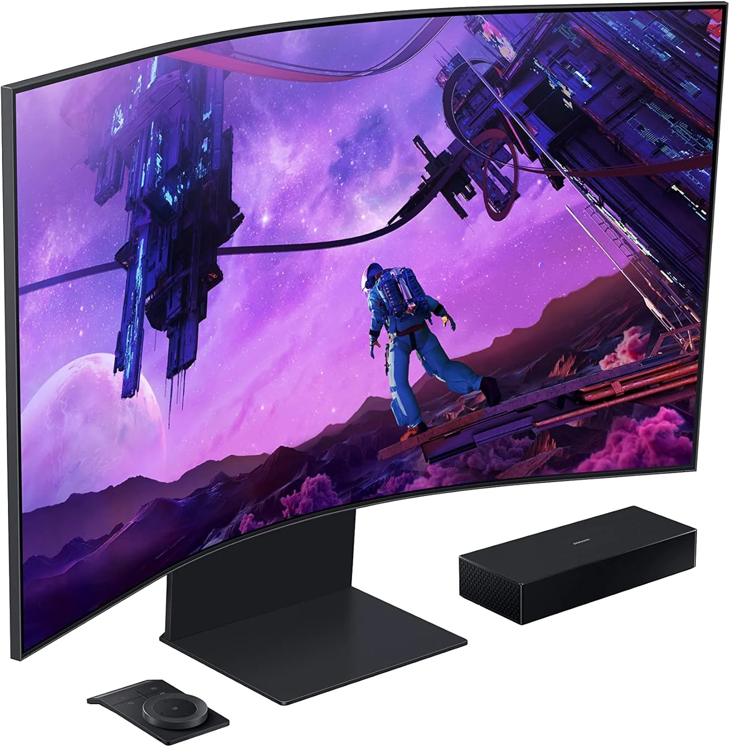 نمایشگر گیمینگ خمیده 55 اینچی سامسونگ Odyssey Ark، کیفیت 4K UHD با نرخ نوسازی 165 هرتز و زمان پاسخگویی 1 میلیثانیه (GTG)، مجهز به Quantum Mini-LED، حالت Cockpit، فناوری Sound Dome، قابلیت Multi View و HDR10+ (S55BG970NN) مدل 2022 نمایشگر گیمینگ خمیده 55 اینچی سامسونگ Odyssey Ark، کیفیت 4K UHD با نرخ نوسازی 165 هرتز و زمان پاسخگویی 1 میلیثانیه (GTG)، مجهز به Quantum Mini-LED، حالت Cockpit، فناوری Sound Dome، قابلیت Multi View و HDR10+ (S55BG970NN) مدل 2022