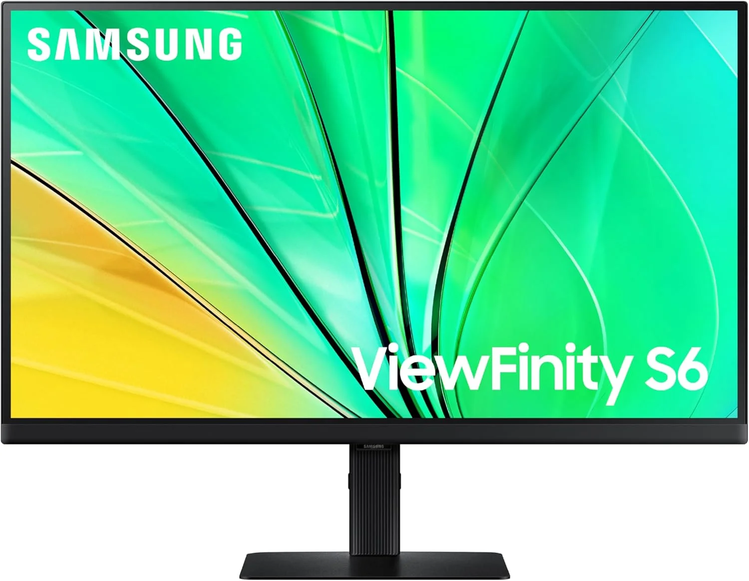 مانیتور کامپیوتر 27 اینچی سامسونگ ViewFinity S6 (S60D) با رزولوشن QHD، نرخ تازه‌سازی 100 هرتز، HDR10، پورت‌های متعدد شامل HDMI، DisplayPort، USB-A، نصب آسان، پایه با قابلیت تنظیم ارتفاع، LS27D606EANXGO، 2024