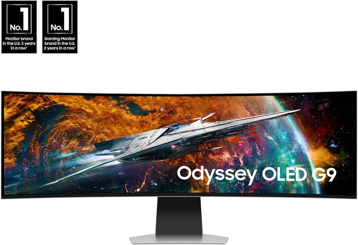 مانیتور گیمینگ هوشمند خمیده 49 اینچی سامسونگ Odyssey OLED G9 (G95SC) Series با QD-OLED، نرخ تازه‌سازی 240 هرتز، زمان پاسخ‌دهی 0.03 میلی‌ثانیه، AMD Freestyle Premium Pro، سازگار با G-Sync، Dual QHD، پردازنده Neo Quantum Pro، مدل LS49CG954SNXZA