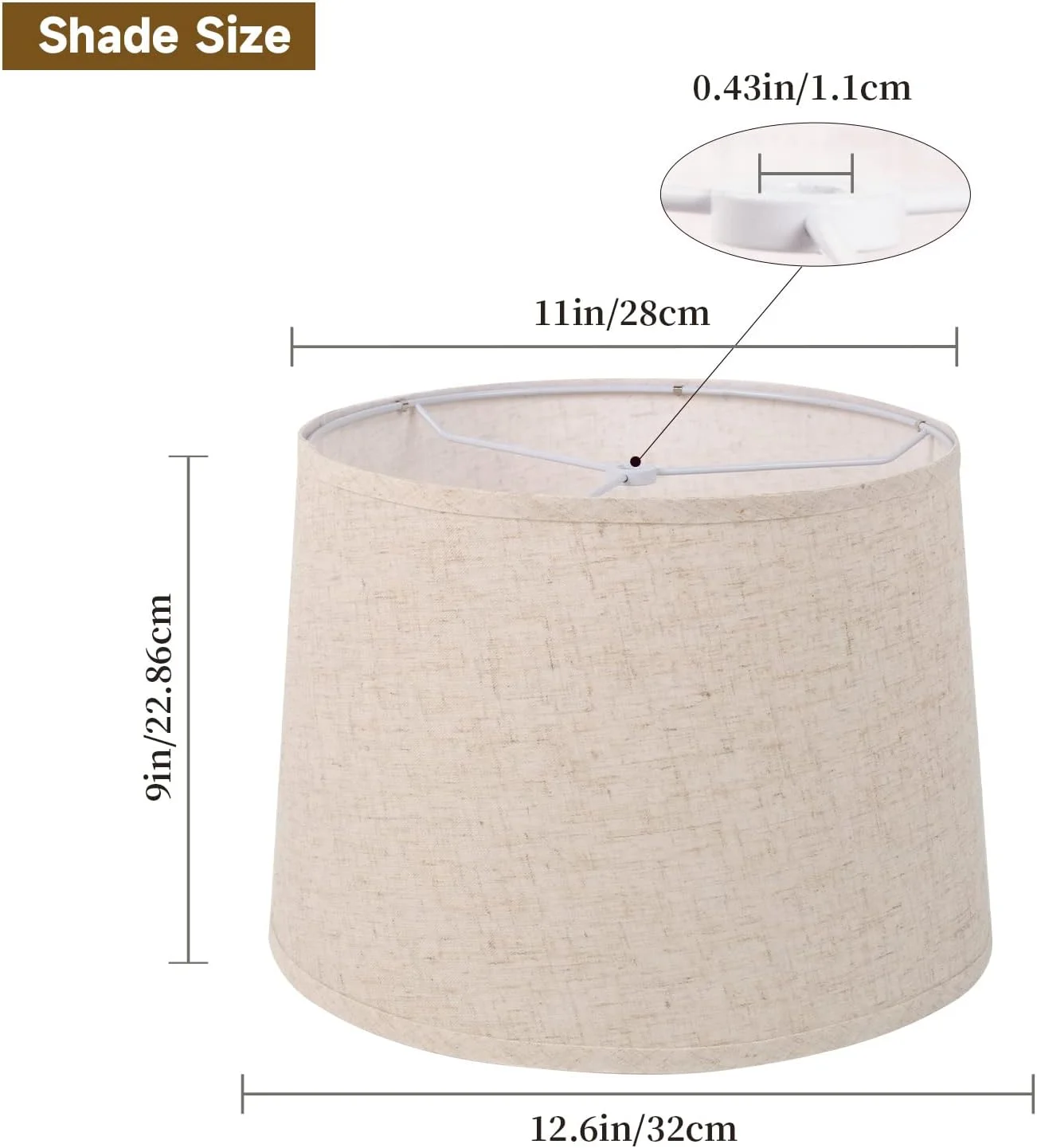 مجموعه شید آباژور 2 عددی استوانه ای برای چراغ رومیزی، چراغ ایستاده و چراغ کنار تخت، 28x32x23 سانتی متر، 2 عدد شید آباژور پارچه ای دو لایه کتانی طبیعی دست ساز با اتصالات عنکبوتی