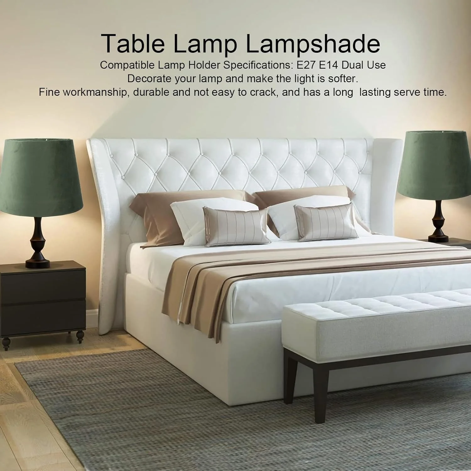 کلاهک آباژور پارچه ای مدرن، 16.5x21.5x16 سانتی متر، کلاهک دست ساز کوچک برای آباژور رومیزی، لوستر، چراغ دیواری، چراغ کنار تخت، مونتاژ آسان مورد نیاز است (سبز زیتونی)