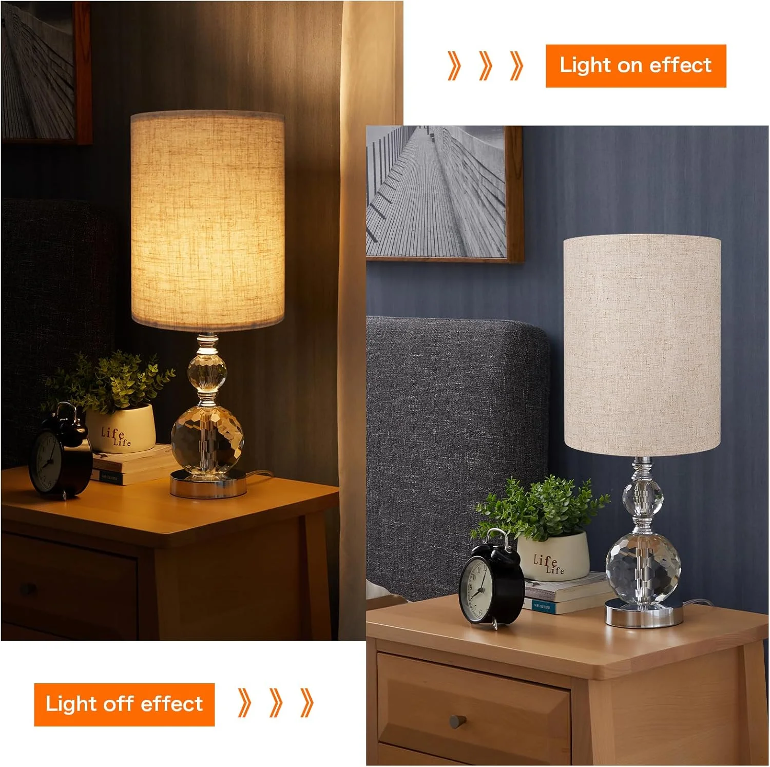 آباژور استوانه ای بلند برای چراغ های رومیزی و ایستاده، کلاهک پارچه ای، 25 سانتی متر بالا در 25 سانتی متر پایین در 33 سانتی متر ارتفاع، پارچه خطی بزرگ بژ، نصب آسان