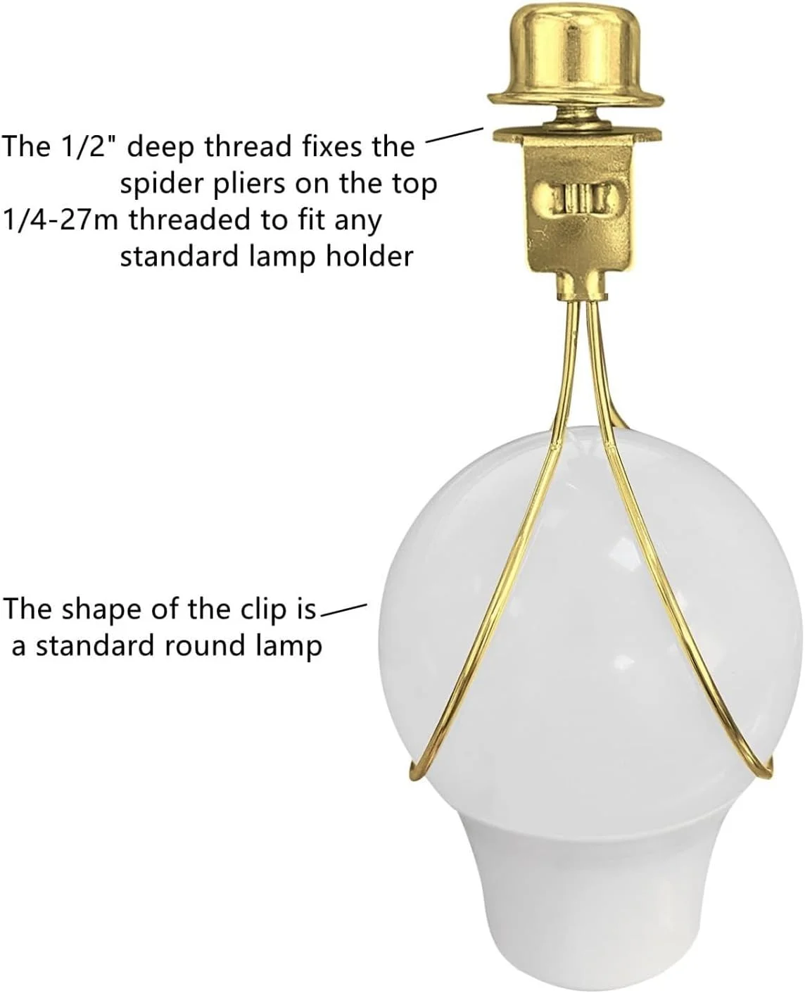 کیت آداپتور چنگ سایه لامپ با سرپیچ و تراز کننده های سایه، قطعات جایگزین چنگ لامپ قابل تنظیم و ایمن برای لامپ های استاندارد، شامل گیره های فنری و سخت افزار، برنجی براق، بسته 2 عددی