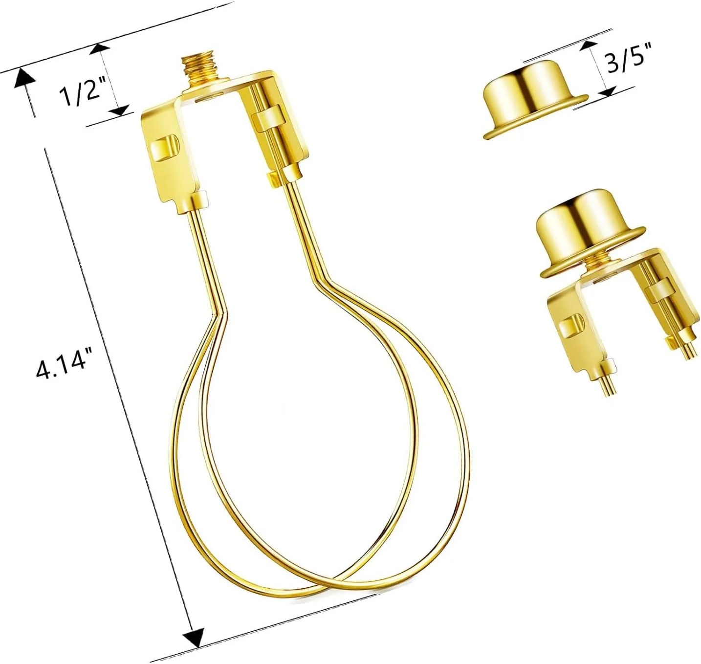 کیت آداپتور چنگ سایه لامپ با سرپیچ و تراز کننده های سایه، قطعات جایگزین چنگ لامپ قابل تنظیم و ایمن برای لامپ های استاندارد، شامل گیره های فنری و سخت افزار، برنجی براق، بسته 2 عددی