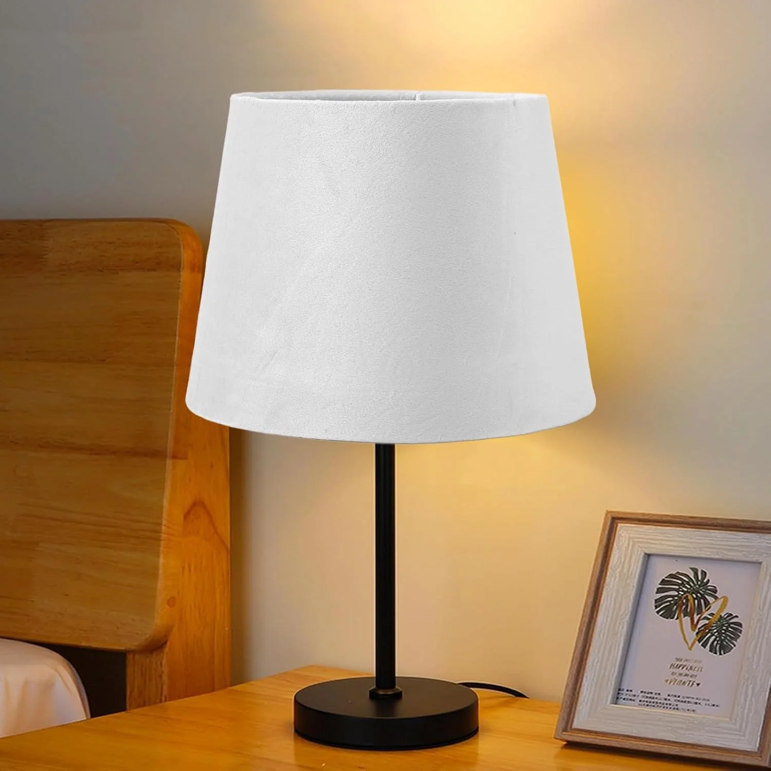 لوستر کوچک Luqeeg، آباژور پارچه ای برای چراغ های رومیزی و ایستاده، با قابلیت استفاده دوگانه E27 E14، آباژور مخروطی دست ساز، کاربرد گسترده با دامنه مناسب برای اکثر مبلمان (سفید)