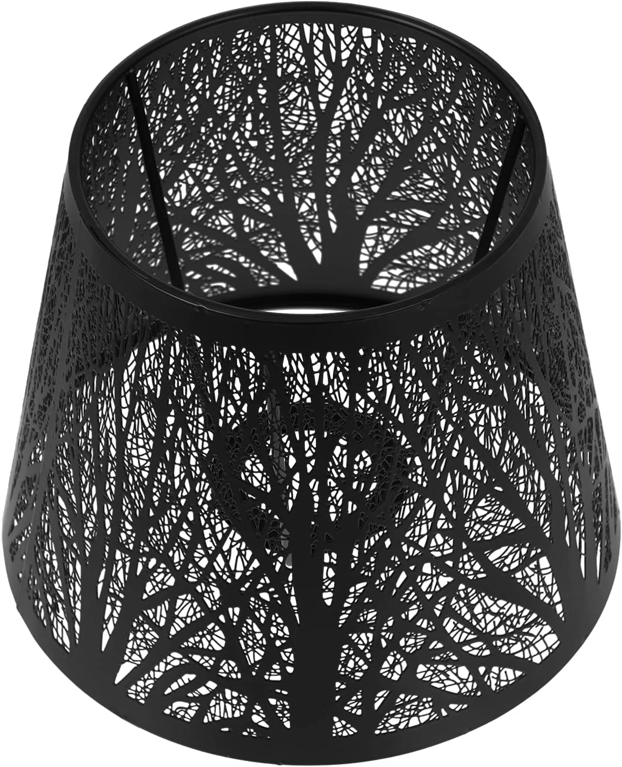 آباژور فلزی استوانه ای Lurrose مدل E27، روکش چراغ طرح سایه درخت، مناسب چراغ خواب، چراغ رومیزی و چراغ ایستاده، مشکی