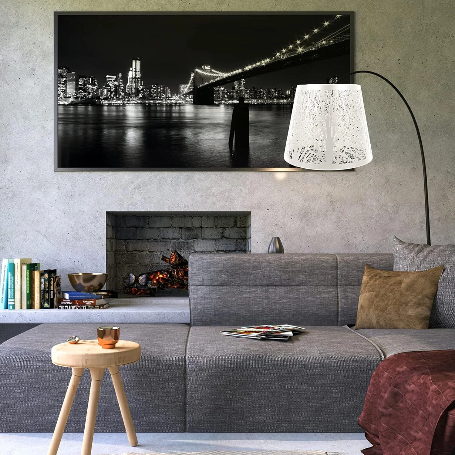 Lurrose آباژور فلزی E27 مدرن استوانه ای پوشش لامپ سایه درختی برای چراغ خواب، سفید