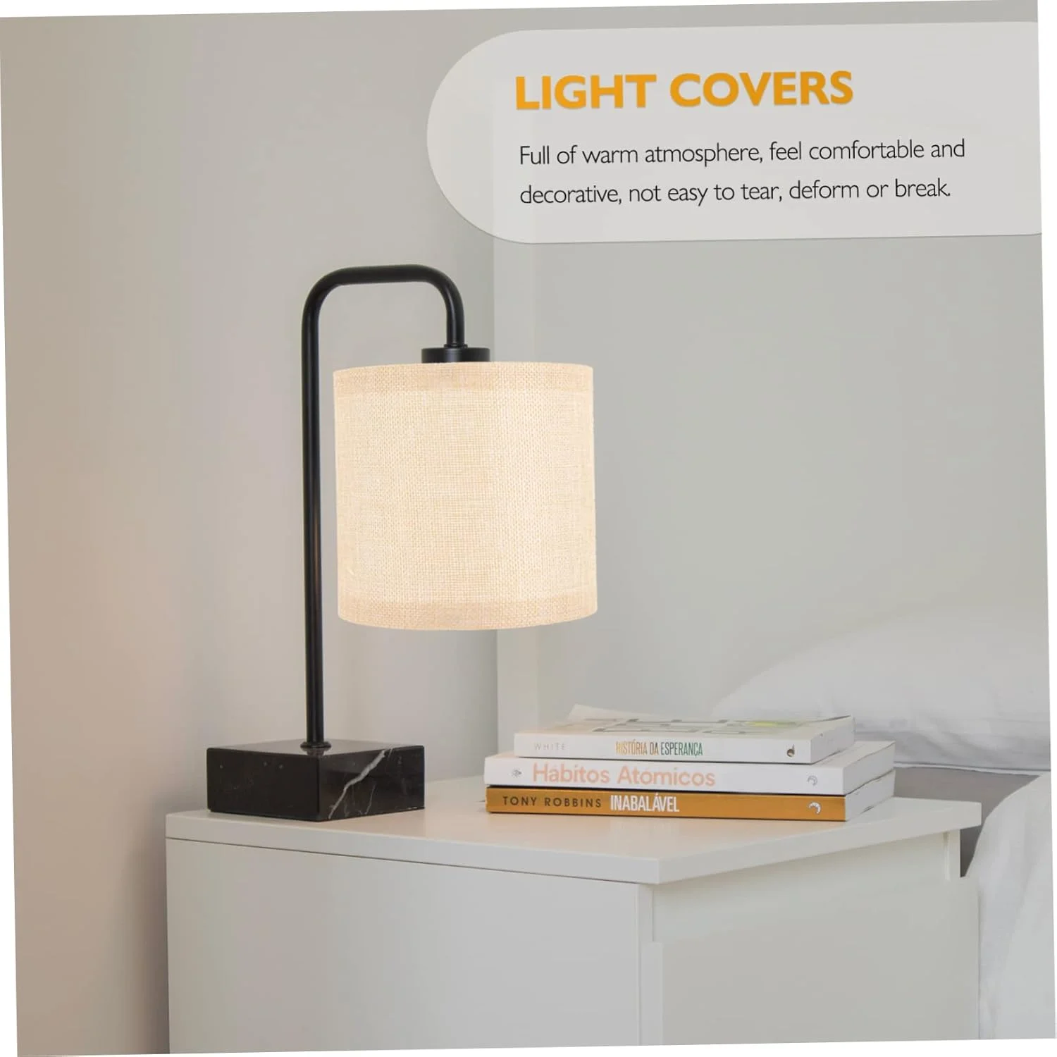 Lurrose آباژور استوانه ای تاشو مدرن پارچه ای برای چراغ های رومیزی و دیواری، نیاز به مونتاژ، آباژور کتانی، طراحی متنوع برای دکوراسیون منزل